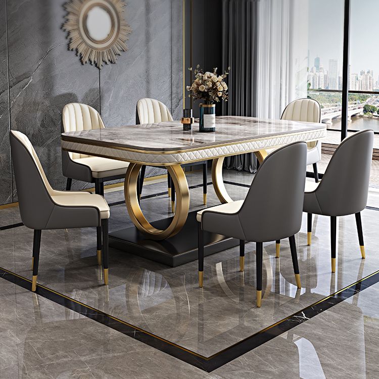 Rectangle Table Traditional Luxury Dinner Room Furniture with Metal Base Clearhalo ' dining_table' 'Dining Tables & Seating' 'Dining Tables' 'furn' 'furn_dining_table' 'Furniture' 'furniture_dining_table' 'Kitchen & Dining Furniture' 'kitchen&dining_furn' 'kitchen' 'kitchen_dining_table' 1200x1200_a554fdf7-708d-426d-94b3-664423ecfb66