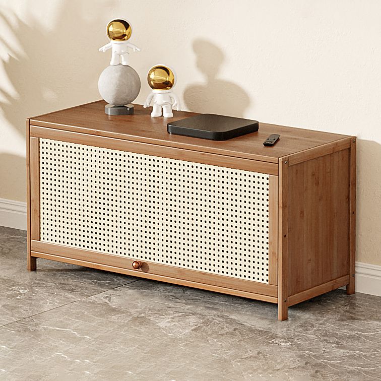 Console scandinave en bambou avec rangement fermé et portes