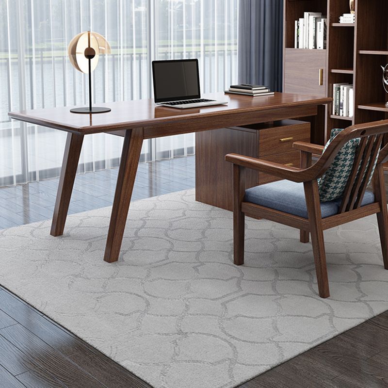 Scrivania per computer da letto marrone noce rettangolare in stile moderno con 3 cassetti