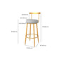 Taburete de bar de hierro con respaldo sin brazos Glam, taburete con cojín y pedal para cocina