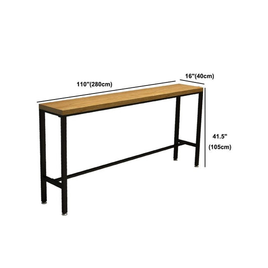 Pine Wood Top Rectangular Bar Table Industrial Pub Table with Trestle Base