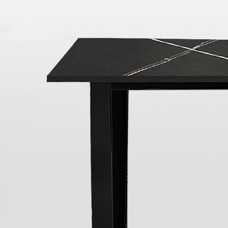Rectangle Black Base Dining Table Modern Stone Double Pedestal Table Clearhalo 'Dining Tables & Seating' 'Dining Tables' 'dining_table' 'furn' 'furn_dining_table' 'Furniture' 'Kitchen & Dining Furniture' 1200x1200_a55c1927-20b3-44aa-bb02-146a95893524