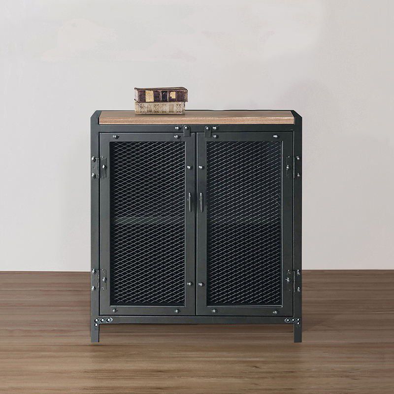 Black Industrial Accent Cabinet with Doors and Bar Pulls Storage Cabinet Clearhalo 'Cabinets & Chests' 'cabinets_chests' 'furn' 'furn_cabinets_chests' 'Furniture' 'Living Room Furniture' 1200x1200_a55cb60f-2bea-4eac-b5d8-1a8124021217