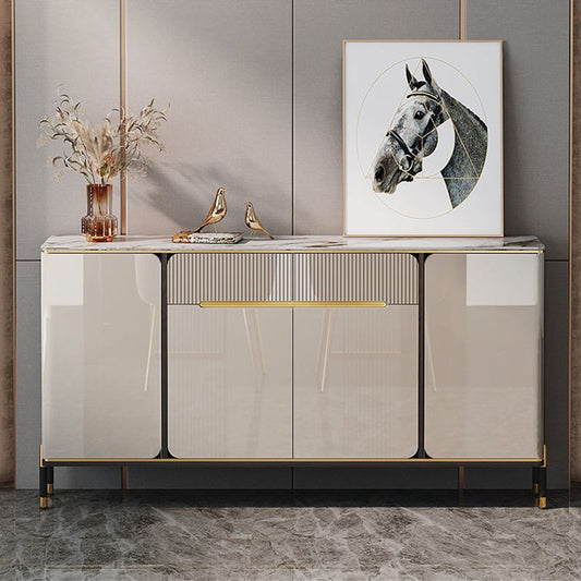 Glam Style Credenza Stone Buffet Credenza with Cabinets and Drawers Clearhalo 'buffet_sideboard' 'Buffets & Sideboards' 'furn' 'furn_buffet_sideboard' 'Furniture' 'Kitchen & Dining Furniture' 1200x1200_a55f719b-f37d-429b-8854-b506f50774e2