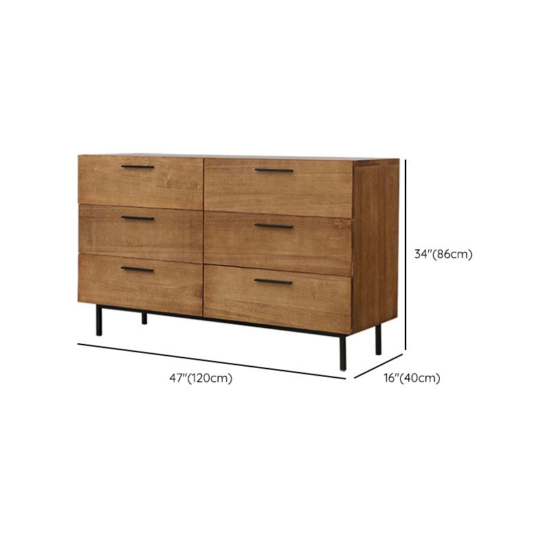 Water Resistant Storage Cabinet Solid Wood Accent Chests with 6 Drawers