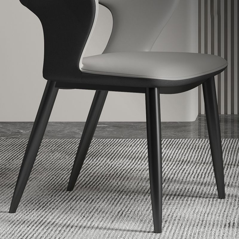 Contemporary Dining Room Chair Matte Finish Leather Curved Open Back Arm Chair Clearhalo ' kitchen&dining_furn' 'Dining Chairs' 'Dining Tables & Seating' 'dining_chair' 'furn' 'furn_dining_chair' 'Furniture' 'furniture_dining_chair' 'Kitchen & Dining Furniture' 'kitchen' 1200x1200_a564f01d-fd50-44ba-b484-fcd54b80621e