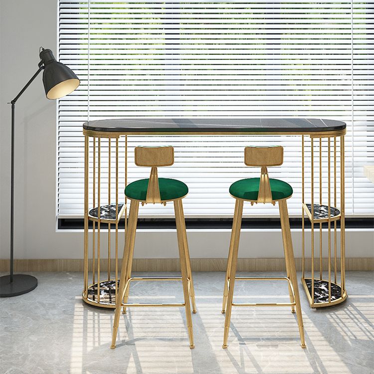 Tavolo da bar in stile glam in pietra ovale banda bar con archiviazione