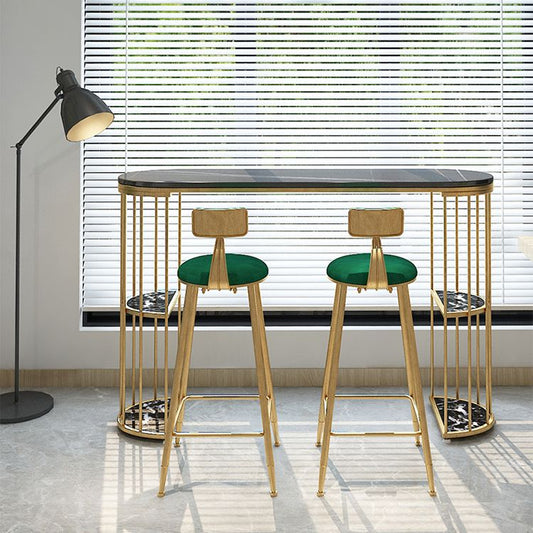 Tavolo da bar in stile glam in pietra ovale banda bar con archiviazione