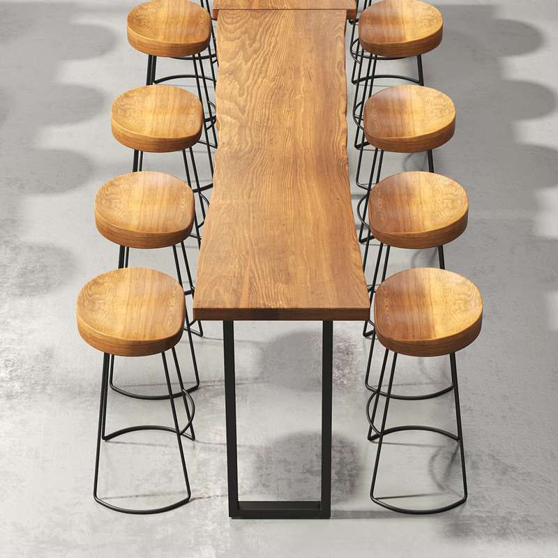 Brown Modern Style Bar Table in Solid Wood and Iron Coffee Shop Bar Table Clearhalo 'Bar Furniture' 'Bar Tables' 'bar_tables' 'furn' 'furn_bar_tables' 'Furniture' 'furniture_bar_tables' 'Kitchen & Dining Furniture' 1200x1200_a565d169-8f1e-4407-9eb8-f1a9fb47c0c4