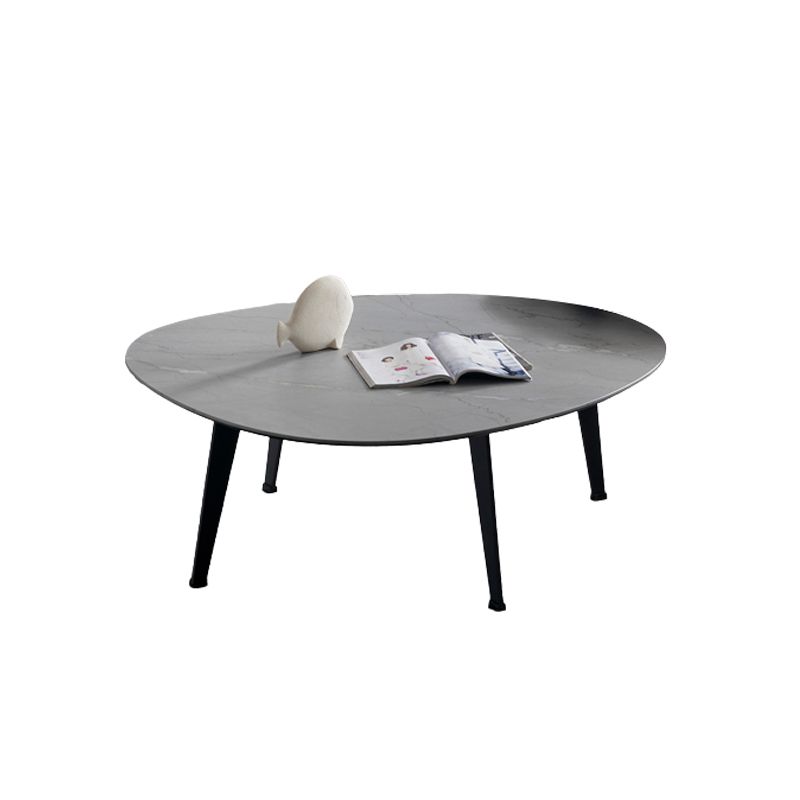Contemporary White/Grey Free Shape Coffee Table with Metal Base Clearhalo 'Coffee & Accent Tables' 'Coffee Tables' 'coffee_tables' 'furn' 'furn_coffee_tables' 'Furniture' 'furniture_coffee_tables' 'Living Room Furniture' 1200x1200_a565f71f-83bf-4461-a818-903f7359c544