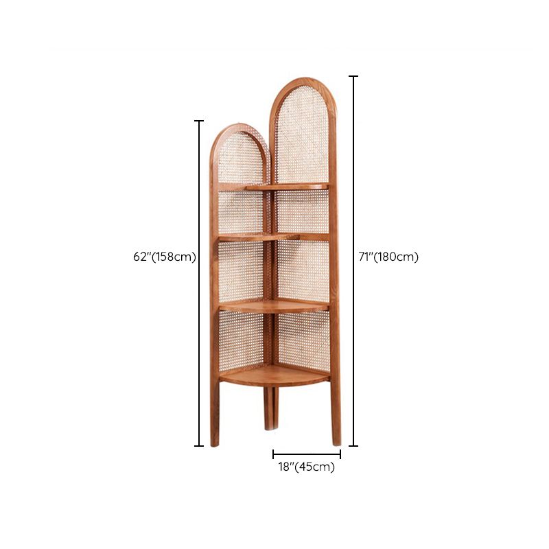 Gabinete de almacenamiento de triángulo de madera maciza de 71.3 "de cofre de rincón de alta calidad con 4 estantes