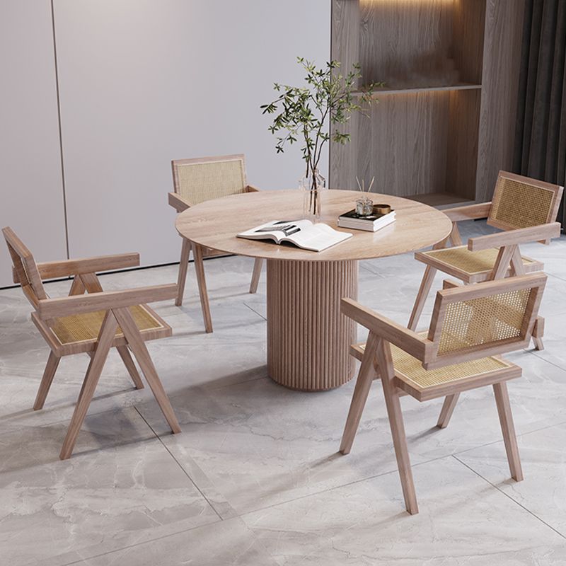 Round Solid Wood Dining Room Table Modern Dining Table with Pedestal Base Clearhalo 'Dining Tables & Seating' 'Dining Tables' 'dining_table' 'furn' 'furn_dining_table' 'Furniture' 'furniture_dining_table' 'Kitchen & Dining Furniture' 'kitchen' 'kitchen_dining_table' 1200x1200_a567debe-68e1-4bcb-aaa9-7924cdf52bcd