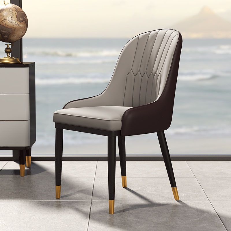 Scandinavian Design Solid Back Dining Side Chairs Leather Dining Side Chair Clearhalo ' kitchen&dining_furn' 'Dining Chairs' 'Dining Tables & Seating' 'dining_chair' 'furn' 'furn_dining_chair' 'Furniture' 'furniture_dining_chair' 'Kitchen & Dining Furniture' 'kitchen' 1200x1200_a569b3c2-130e-4541-be01-2c76dc3dfbc2