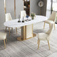 Glam Kitchen White Dining Table Sintered Stone Standard Dining Table with Pedestal Base Clearhalo ' dining_table' 'Dining Tables & Seating' 'Dining Tables' 'furn' 'furn_dining_table' 'Furniture' 'furniture_dining_table' 'Kitchen & Dining Furniture' 'kitchen&dining_furn' 'kitchen' 'kitchen_dining_table' 1200x1200_a56ae923-ff8c-4a3c-aa00-4b9b215e8a01