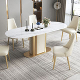 Glam Kitchen White Dining Table Sintered Stone Standard Dining Table with Pedestal Base Clearhalo ' dining_table' 'Dining Tables & Seating' 'Dining Tables' 'furn' 'furn_dining_table' 'Furniture' 'furniture_dining_table' 'Kitchen & Dining Furniture' 'kitchen&dining_furn' 'kitchen' 'kitchen_dining_table' 1200x1200_a56ae923-ff8c-4a3c-aa00-4b9b215e8a01