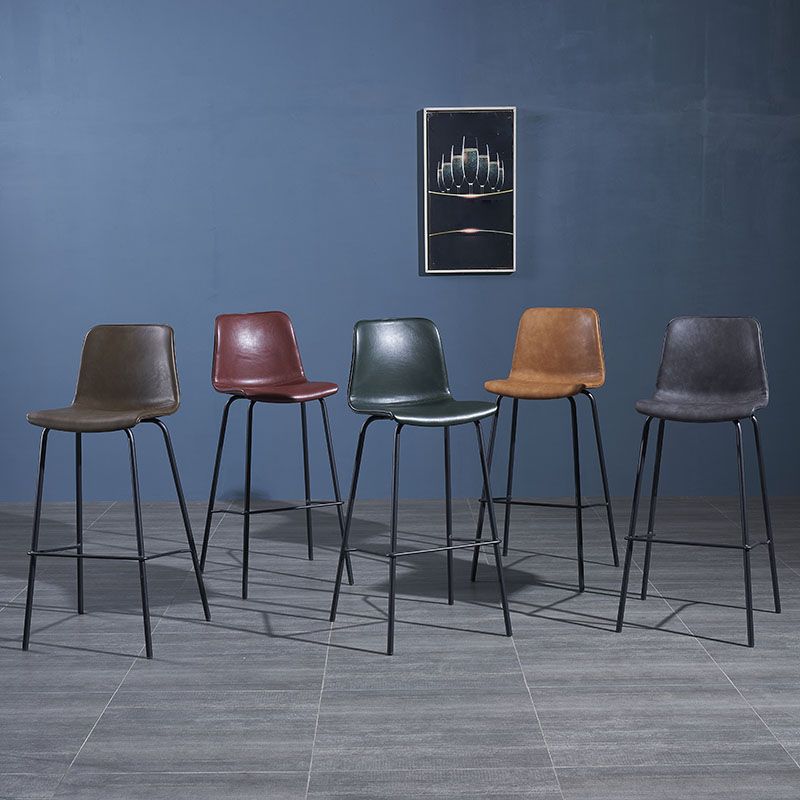 Contemporary Style Bar-stool Leather Counter Bar Stool for Kitchen Bar with Metal Legs Clearhalo 'Bar Furniture' 'Bar Stools' 'bar_stools' 'furn' 'furn_bar_stools' 'Furniture' 'furniture_bar_stools' 'Kitchen & Dining Furniture' 1200x1200_a56b5084-bd0d-4a57-99dc-34e21852d64a