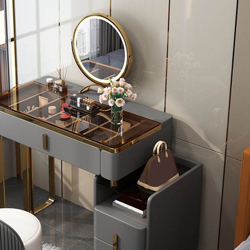 15.74 "Contador de maquillaje de ancho Tablas de tocador de marco de madera sólida con cajones de almacenamiento