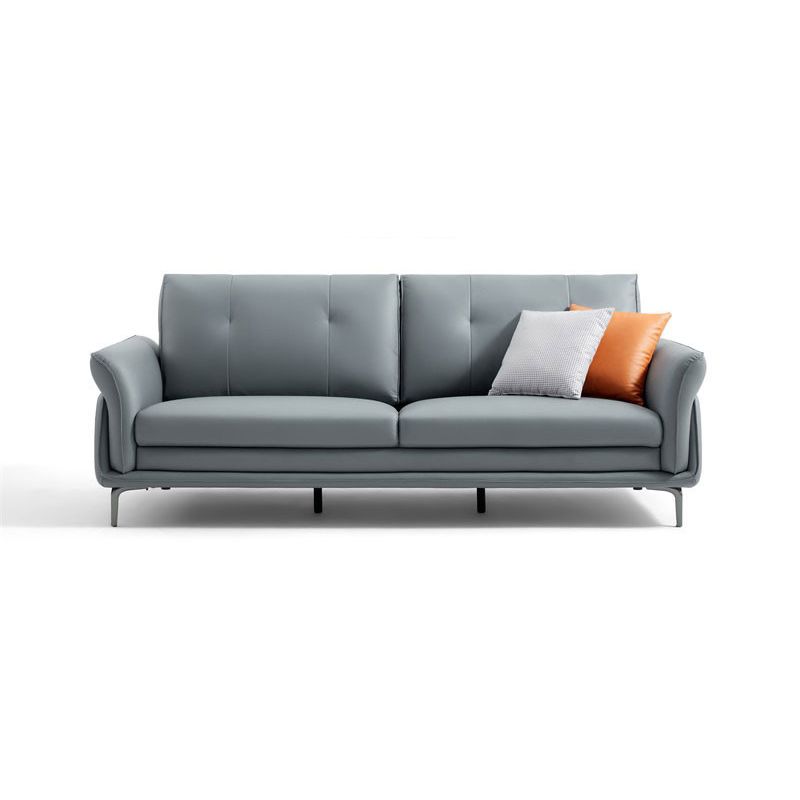 Faux Leder Standard Sofa Flared Arm Loveseat in Grau und Blau