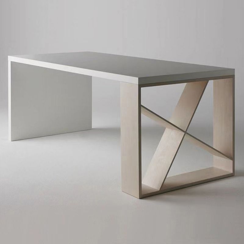 Blanc en bois massif en bois solide RECTANGULAIRE Bureau de réunion glamour pour le bureau