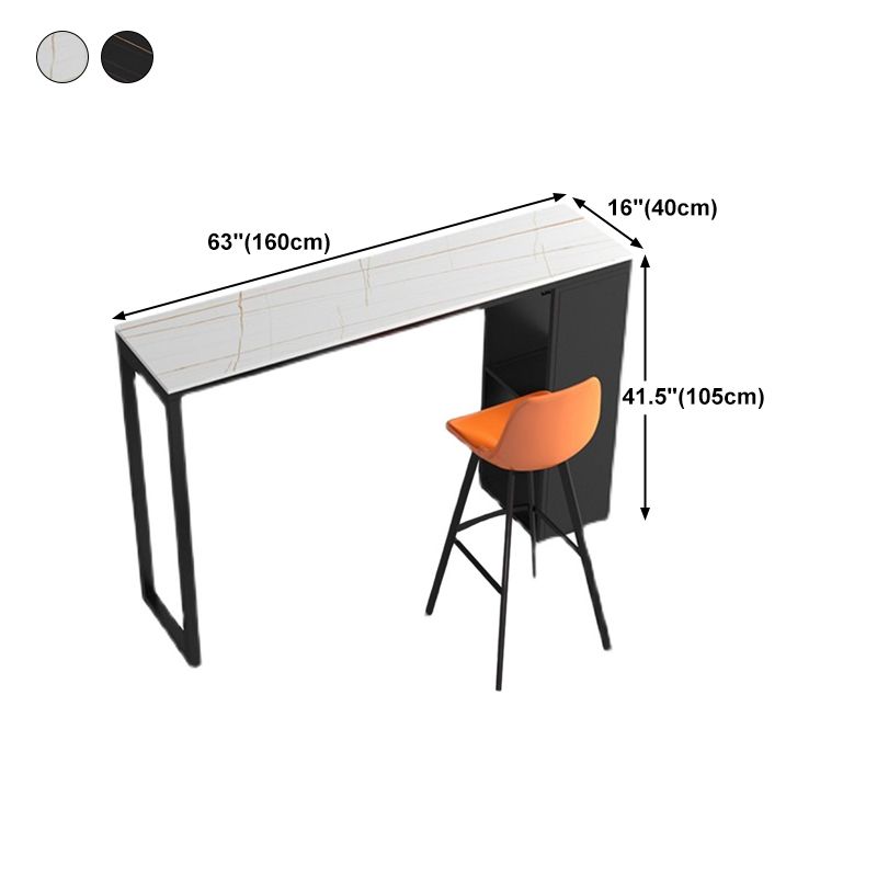 Stone Top Bar Dining Table Traditional Luxury Bar Table with Black Sled Base Clearhalo 'Bar Furniture' 'Bar Tables' 'bar_tables' 'furn' 'furn_bar_tables' 'Furniture' 'furniture_bar_tables' 'Kitchen & Dining Furniture' 1200x1200_a56c00af-40ea-4550-9866-a9759ae32f8d