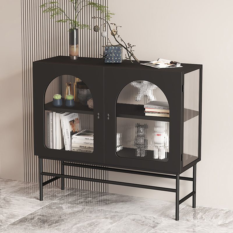 Contemporary Glass Doors Storage Sideboard Metal 2-Door Sideboard Clearhalo 'buffet_sideboard' 'Buffets & Sideboards' 'furn' 'furn_buffet_sideboard' 'Furniture' 'Kitchen & Dining Furniture' 1200x1200_a56feaba-9787-4dbb-bee6-5a9f7625d5be