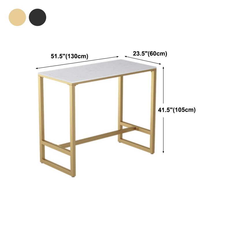 Glam White Faux Marble Bistro Table Indoor Iron Trestle Pedestal Bar Dining Table Clearhalo 'Bar Furniture' 'Bar Tables' 'bar_tables' 'furn' 'furn_bar_tables' 'Furniture' 'furniture_bar_tables' 'Kitchen & Dining Furniture' 'kitchen&dining_furn' 'kitchen' 1200x1200_a571cb29-6ee1-415d-b409-dadea9af93b1