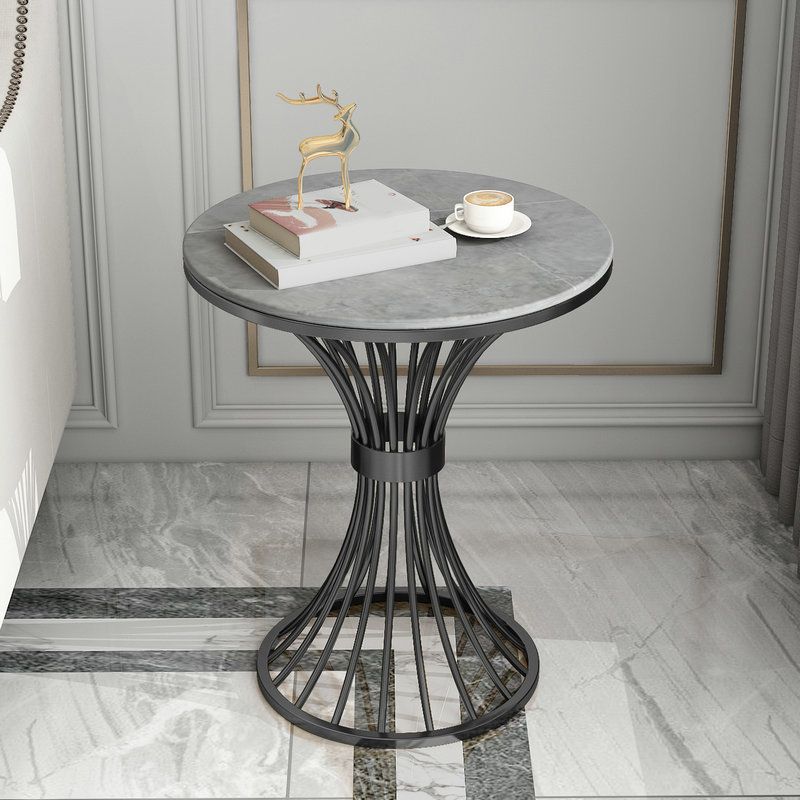 Metal Traditional Luxury Round Table 29.5"H Stone Top Dining Table with Pedestal Base Clearhalo 'Dining Tables & Seating' 'Dining Tables' 'dining_table' 'furn' 'furn_dining_table' 'Furniture' 'Kitchen & Dining Furniture' 1200x1200_a571eed4-b8ed-4933-a719-fed939bb4bf8