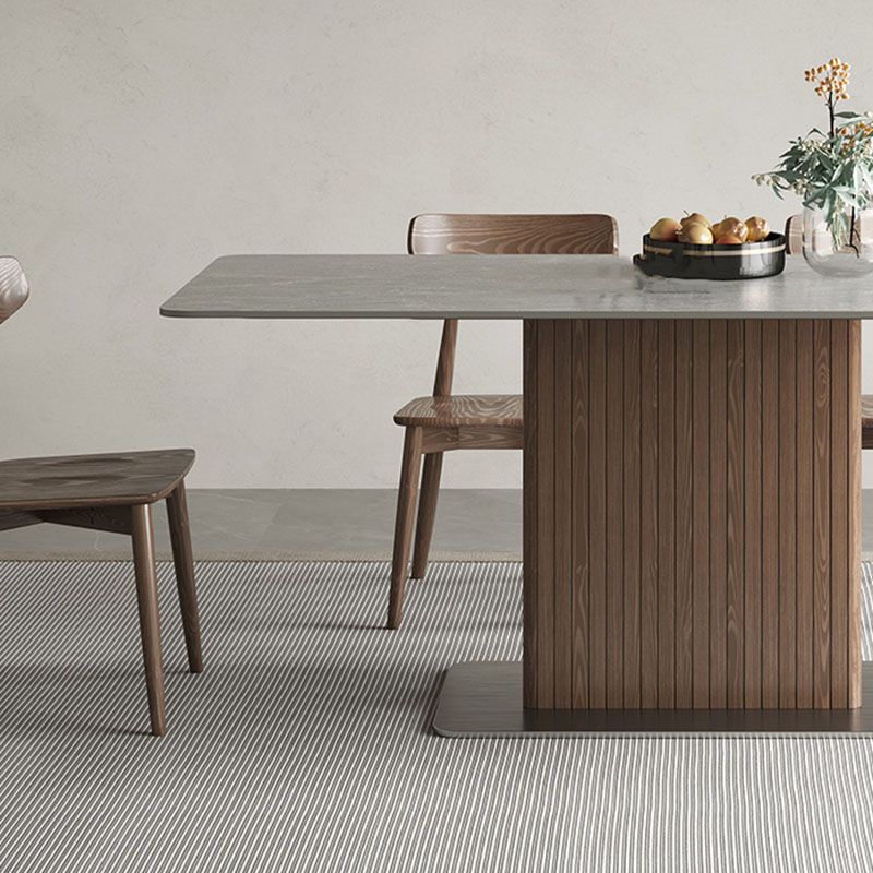 Industrial Kitchen Dinner Table Rectangle Pedestal Dining Table Clearhalo 'Dining Tables & Seating' 'Dining Tables' 'dining_table' 'furn' 'furn_dining_table' 'Furniture' 'Kitchen & Dining Furniture' 1200x1200_a572ee03-1b0e-4c08-8339-6fe7bfe01e27
