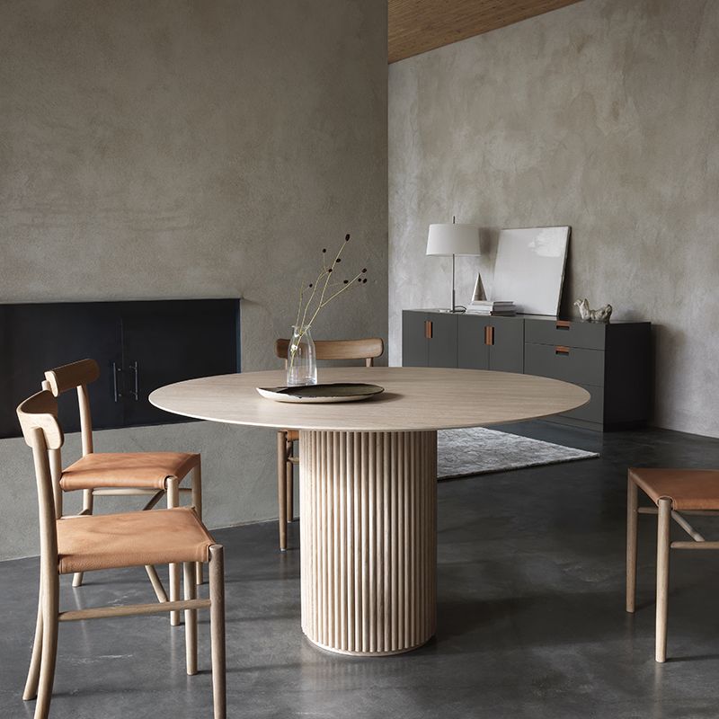 Round Shape Modern Dining Table Wood Color Fixed Table with Solid Wood Clearhalo 'Dining Tables & Seating' 'Dining Tables' 'dining_table' 'furn' 'furn_dining_table' 'Furniture' 'furniture_dining_table' 'Kitchen & Dining Furniture' 'kitchen' 'kitchen_dining_table' 1200x1200_a573f509-2c9c-420a-bc91-b81838d63285