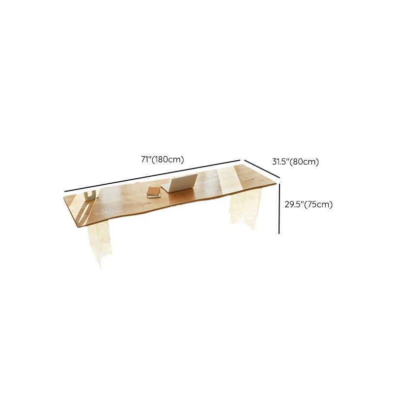 Modern Solid Wood Dining Table Natural Finish Table with Acrylic Base Clearhalo 'Dining Tables & Seating' 'Dining Tables' 'dining_table' 'furn' 'furn_dining_table' 'Furniture' 'Kitchen & Dining Furniture' 1200x1200_a575f680-59f7-4da2-a0bf-c1fd02049ac8