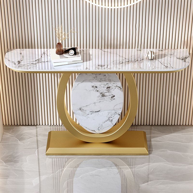Tavolo accento in pietra glam tavolo divano console mezza luna per sala