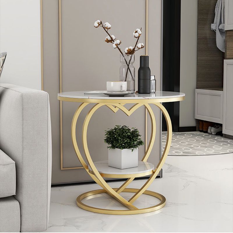 Luxury Marble Round Accent Side Table Abstract Metal Frame End Table with Shelf Clearhalo 'Coffee & Accent Tables' 'End & Side Tables' 'end_side_table' 'end_side_tables' 'furn' 'furn_end_side_tables' 'Furniture' 'furniture_end_side_table' 'Living Room Furniture' 1200x1200_a5786e1c-5a34-4436-a541-4ff28591787a
