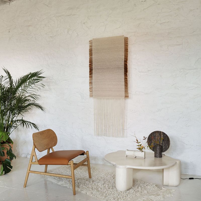 Mesa redonda de madera de estilo moderno con mesa de centro con base de 3 patas