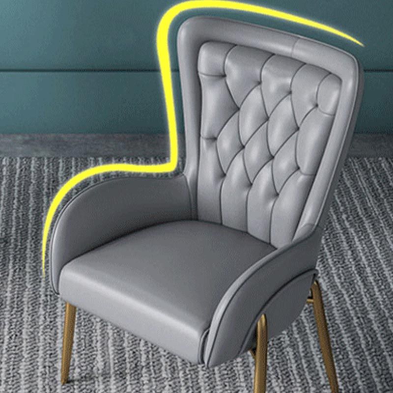 Glam Upholstered Chair Leather Arm Dining Chair with Gold Legs Clearhalo 'Dining Chairs' 'Dining Tables & Seating' 'dining_chair' 'furn' 'furn_dining_chair' 'Furniture' 'Kitchen & Dining Furniture' 1200x1200_a57ac14c-5748-4714-8e22-2529fa6be9af