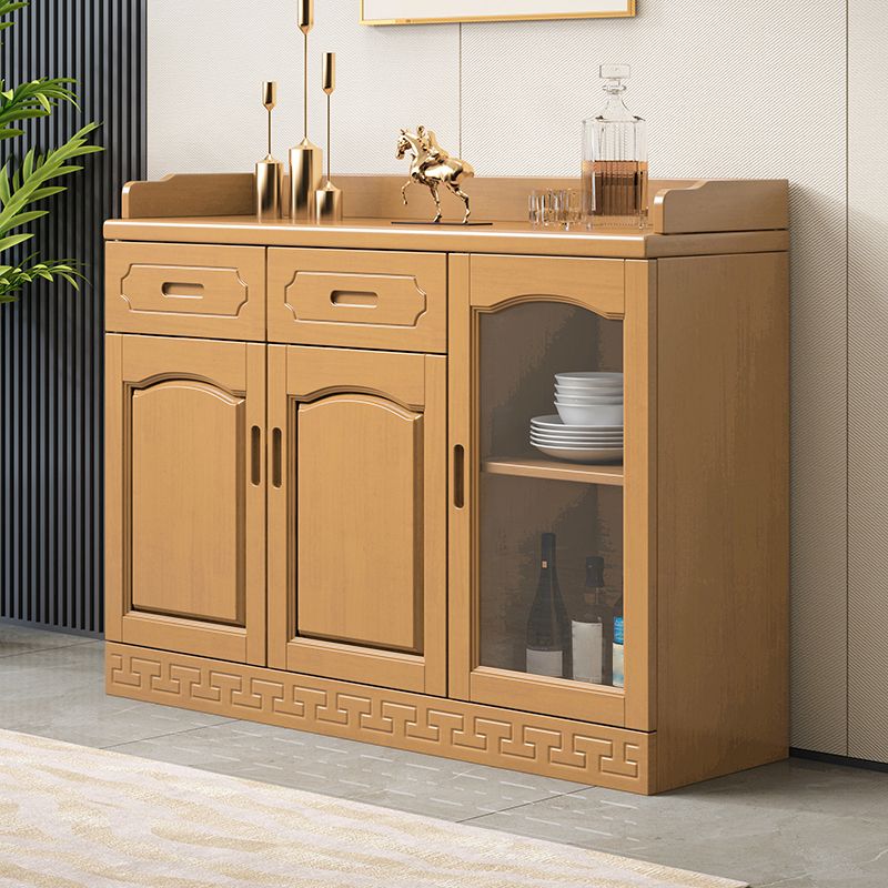 Contemporary Sideboa Wood Glass Doors Side Board with Drawers and Cabinets Clearhalo 'buffet_sideboard' 'Buffets & Sideboards' 'furn' 'furn_buffet_sideboard' 'Furniture' 'Kitchen & Dining Furniture' 1200x1200_a57d1e4b-2196-4fe6-9ab1-a11d1ab596ba