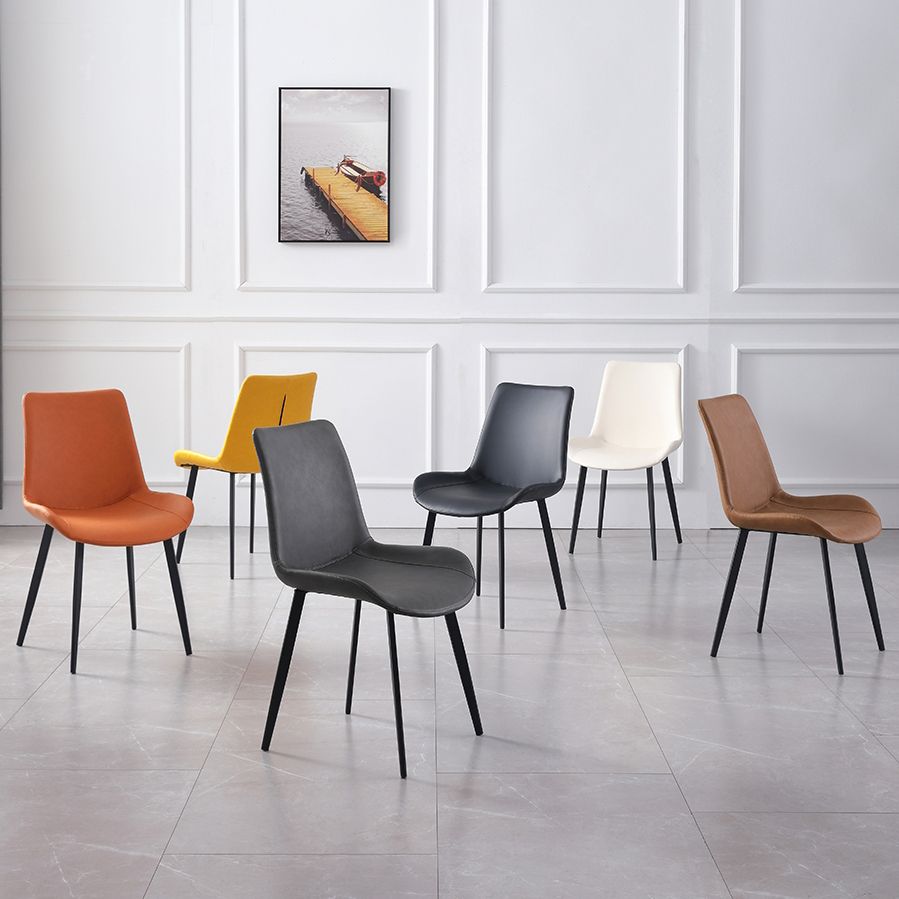 Contemporary Metal Dining Room Chairs Armless Upholstered Side Chairs (Set of 2) Clearhalo ' kitchen&dining_furn' 'Dining Chairs' 'Dining Tables & Seating' 'dining_chair' 'furn' 'furn_dining_chair' 'Furniture' 'furniture_dining_chair' 'Kitchen & Dining Furniture' 'kitchen' 1200x1200_a57f4a3a-c09d-4909-9878-328ef0a24497