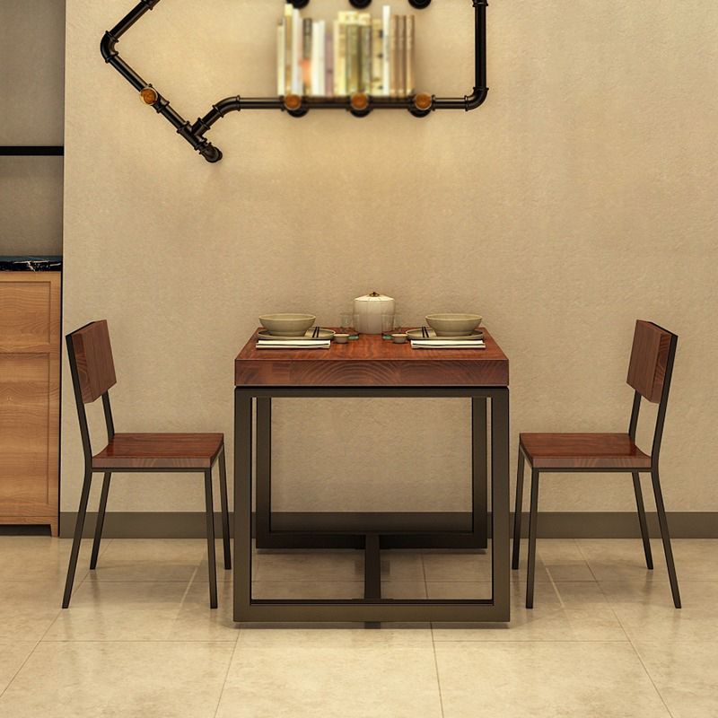 Industrial Solid Wood Dinner Room Kitchen Table Brown Square Table for Dinning Room Clearhalo ' dining_table' 'Dining Tables & Seating' 'Dining Tables' 'furn' 'furn_dining_table' 'Furniture' 'furniture_dining_table' 'Kitchen & Dining Furniture' 'kitchen&dining_furn' 'kitchen' 'kitchen_dining_table' 1200x1200_a57f7244-2846-42f2-854c-0670d7539f6b