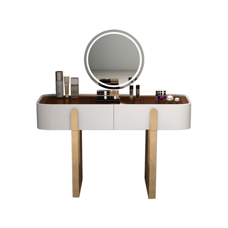 Glam Vanity Makeup Table Set Glass Top Dressing Table with Double Drawers Clearhalo 'Bedroom Furniture' 'furn' 'furn_makeup_vanities' 'Furniture' 'Makeup Vanities' 'makeup_vanities' 1200x1200_a5826475-bfc6-4ddb-97f0-05da731b16b3