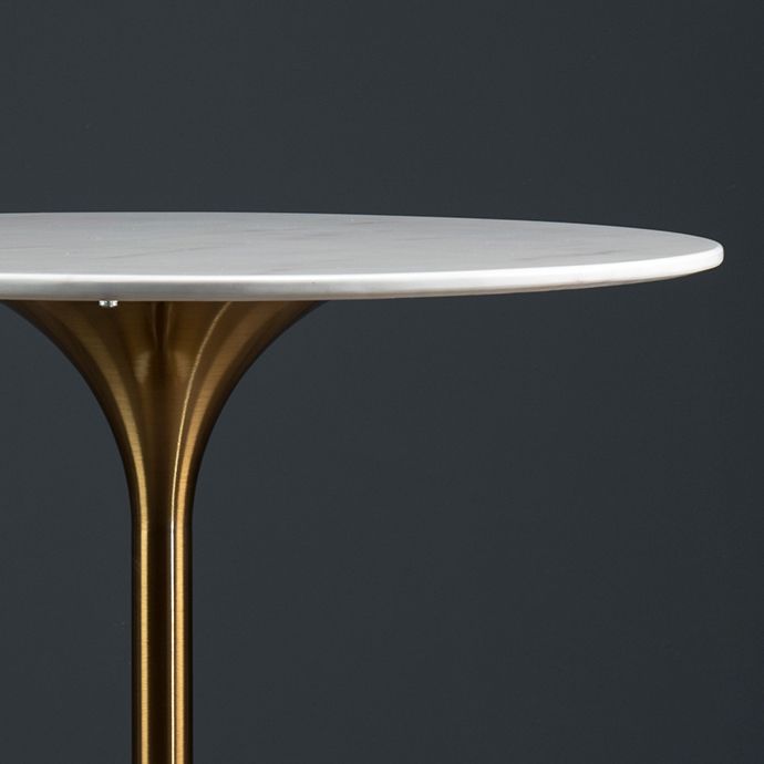 Modern Round Dining Table Faux Marble Tabletop for 2 Persons