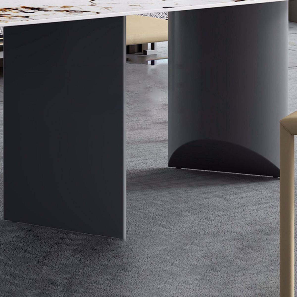 Modern Sintered Stone Rectangle Dining Set Standard Height Black Legs Home Use Dining Set Clearhalo 'Dining Room Sets' 'Dining Tables & Seating' 'dining_room_set' 'furn' 'furn_dining_room_set' 'Furniture' 'furniture_dining_room_set' 'Kitchen & Dining Furniture' 'kitchen&dining_furn' 'kitchen' 1200x1200_a5857af3-60b6-4086-b548-c4dbc9e8e059