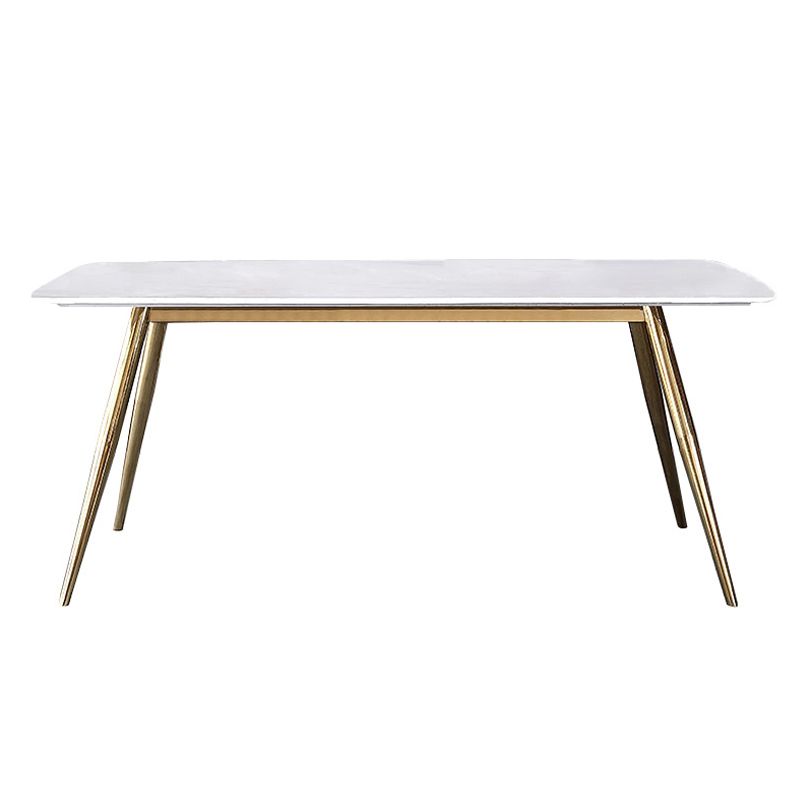 Glam Style Faux Marble Table Dining Rectangle Table with Metal Legs for Home Use Clearhalo 'Dining Tables & Seating' 'Dining Tables' 'dining_table' 'furn' 'furn_dining_table' 'Furniture' 'Kitchen & Dining Furniture' 1200x1200_a586a39d-622f-4c2a-8e3e-d99060396548
