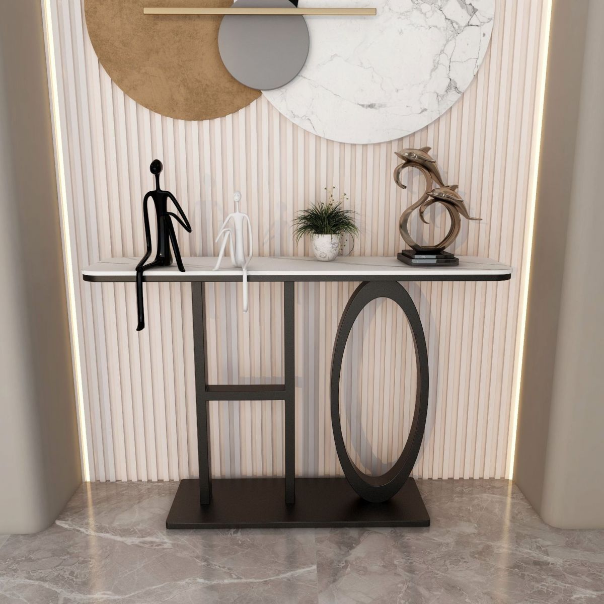 Tabella accento glam alto 31,5 pollici tavolo da console in pietra per sala per sala