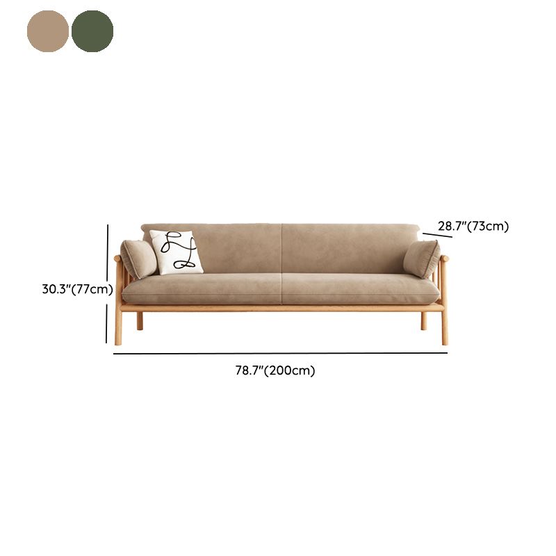 Slipcovered Single Cushion Sofa Tropical Solid Wood Seat with Pillows