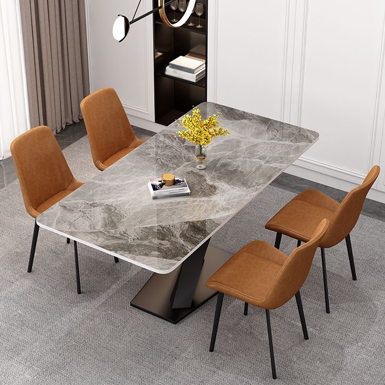 Modern Grey Sintered Stone Table Set of 5/7 with Rectangle Table Dining Set with PU Leather Chairs Clearhalo 'Dining Room Sets' 'Dining Tables & Seating' 'dining_room_set' 'furn' 'furn_dining_room_set' 'Furniture' 'furniture_dining_room_set' 'Kitchen & Dining Furniture' 'kitchen&dining_furn' 'kitchen' 1200x1200_a58ab8c6-6651-4609-9154-73b7ecf12c29