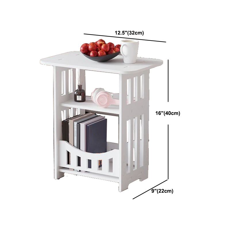 Comodino moderno imitazione in legno maglia aperta scaffale bianco incluso tavolo da notte