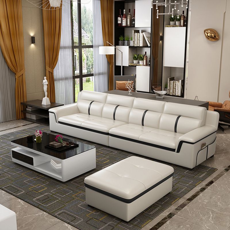 Gorgeous Style Seating White Black Sofa with Pillow Back Sofa Clearhalo 'furn' 'furn_sectionals' 'Furniture' 'furniture_sectionals' 'Living Room Furniture' 'Sectionals' 1200x1200_a58d6426-226e-4415-b6fb-d93532001c50