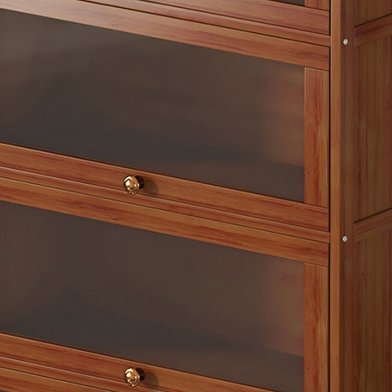 Estantería contemporánea de bambú marrón cerrada estantería con puerta para la oficina en casa