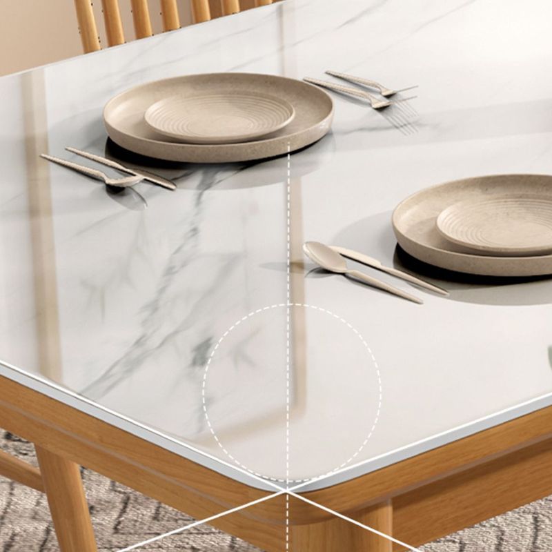 White - Natural Dining Room Table Contemporary 4 Legs Dinette Table Clearhalo 'Dining Tables & Seating' 'Dining Tables' 'dining_table' 'furn' 'furn_dining_table' 'Furniture' 'Kitchen & Dining Furniture' 1200x1200_a5909358-477a-4ca2-8fe3-65badc747fae