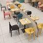 Industrial Wood Table for Restaurant Dining Table with Metal Base in Black