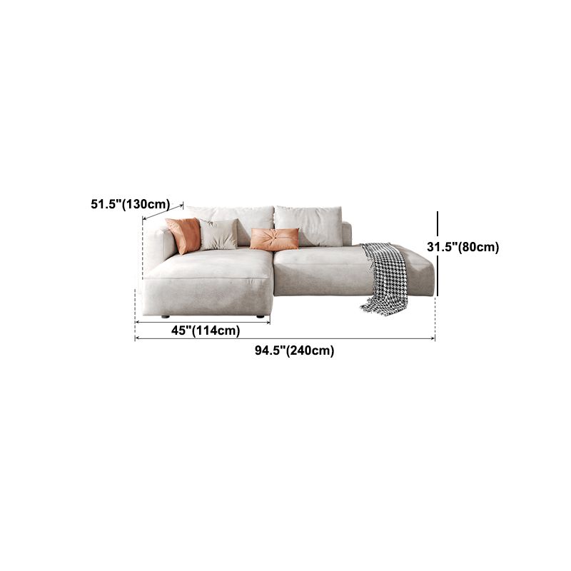 Sofá de brazo cuadrado de cuero falso con chaise moderno sofá de espalda suelta en gris